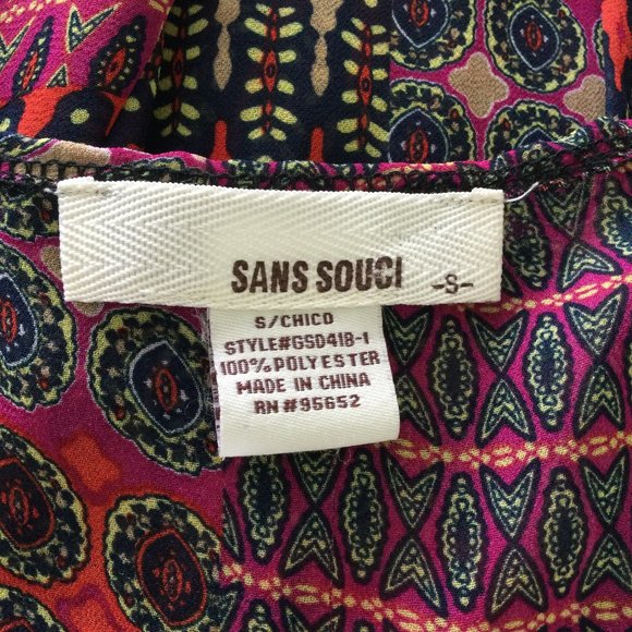 Sans Souci Boho Print Sheer Duster, Size Small - Picture 8 of 9